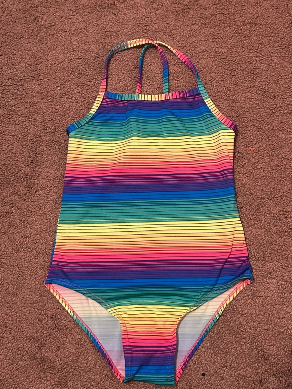 Girls' Rainbow Stripe One-Piece Swimsuit